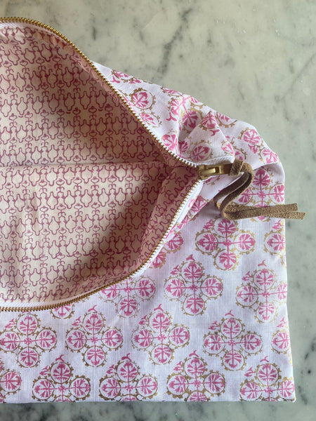 Carry All Pouch<br> Suzani Flower <br> Fuchsia/Gold Leaf