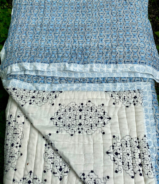 Notch <br> Colour Blue Fin/Slate <br> Hand stitched Quilt