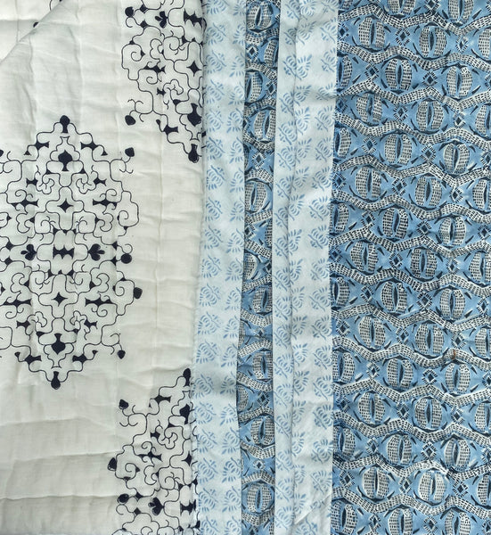 Notch <br> Colour Blue Fin/Slate <br> Hand stitched Quilt