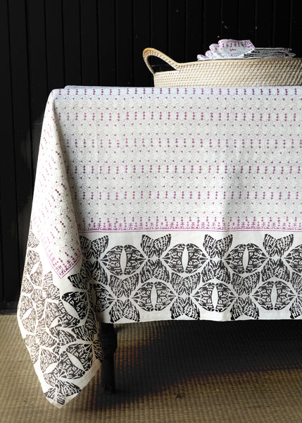 Tahlequah Tablecloth <br>Coffee Bean-Rose-Smoke Grey